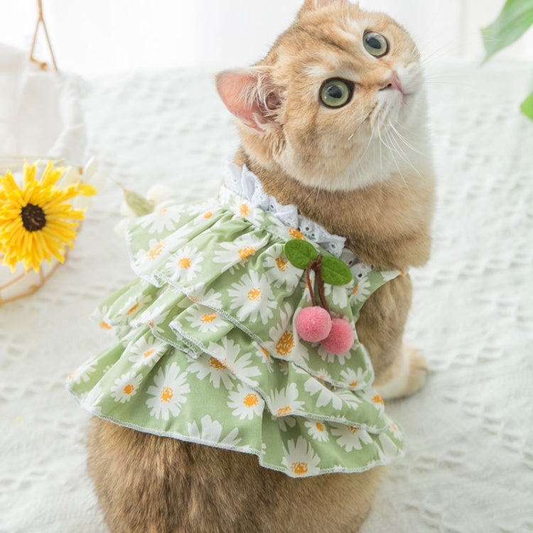 Cat Clothes Lotus Leaf Lace Daisy Slut Skirt, Size: XS(Green)