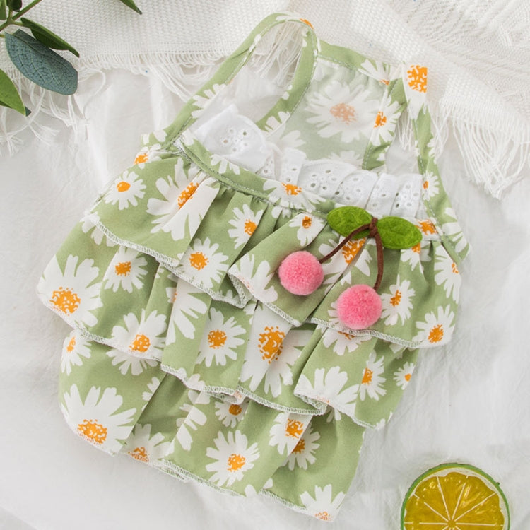 Cat Clothes Lotus Leaf Lace Daisy Slut Skirt, Size: M(Green)