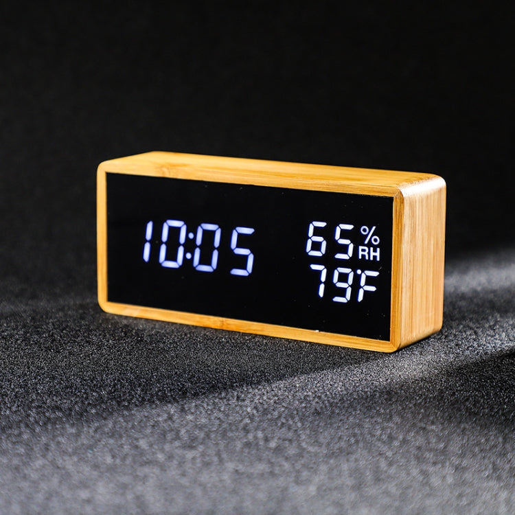 1502 Temperature And Humidity Electronic Clock Solid Wood LED Digital Control Alarm Clock, Colour: White