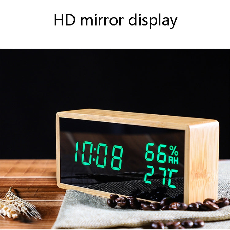 1502 Temperature And Humidity Electronic Clock Solid Wood LED Digital Control Alarm Clock, Colour: White