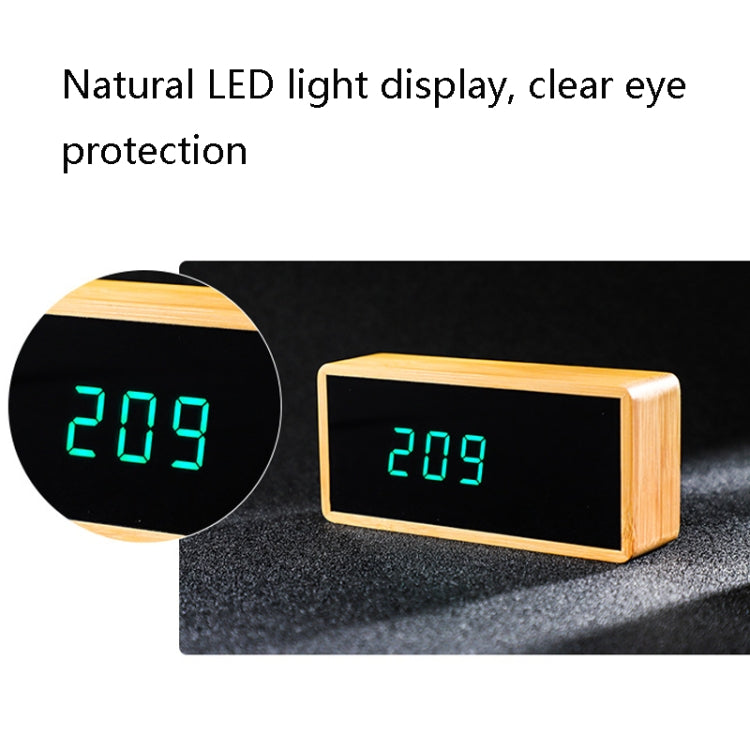 1502 Temperature And Humidity Electronic Clock Solid Wood LED Digital Control Alarm Clock, Colour: Green