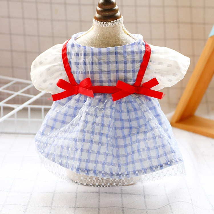Dog Cat Spring And Summer Clothes Pet Skirt, Size: S(Red Ribbon Blue Griffine Skirt)