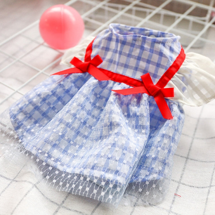 Dog Cat Spring And Summer Clothes Pet Skirt, Size: S(Red Ribbon Blue Griffine Skirt)