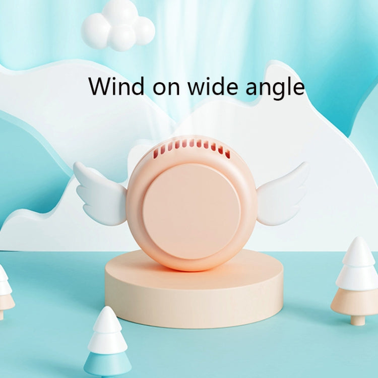 P206 Portable USB Strong Wind Mute Mini Lazy Angel Hanging Neck Fan(Pink)
