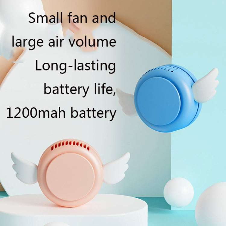 P206 Portable USB Strong Wind Mute Mini Lazy Angel Hanging Neck Fan(Pink)