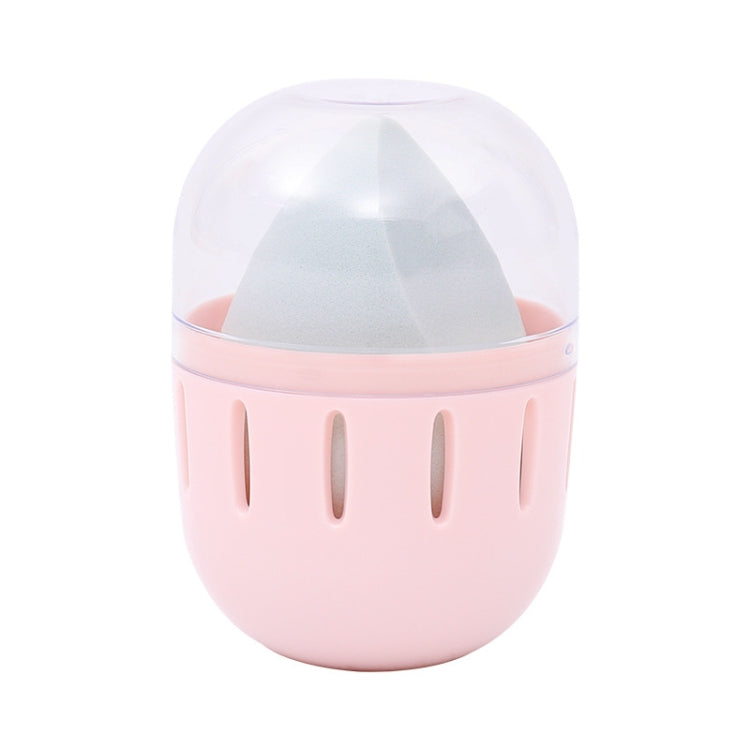 2 PCS Transparent Dust-Proof Cosmetic Egg Storage Box With Lid Portable Breathable And Mildew-Proof Puff Storage Box(Pink)