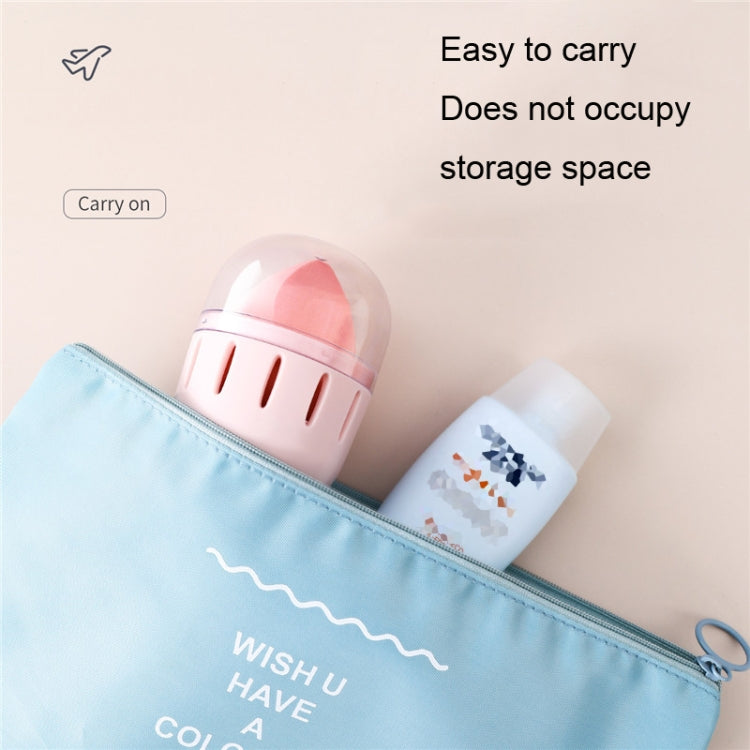 2 PCS Transparent Dust-Proof Cosmetic Egg Storage Box With Lid Portable Breathable And Mildew-Proof Puff Storage Box(Pink)