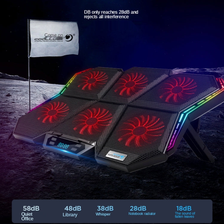 COOLCOLD RGB Notebook Radiator Six Fan Adjustable Laptop Cooling Base 5V Touch 12 Symphony Version