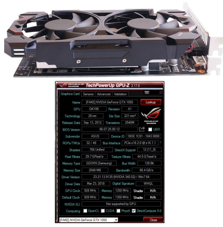 GTX1050 2GB Desktop Computer Graphics Card Game Discrete Graphics