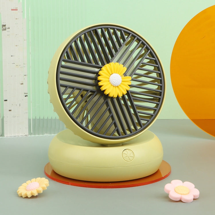 Mini USB Charging Handheld Small Fan Office Desktop Student Dormitory Fan(Yellow)