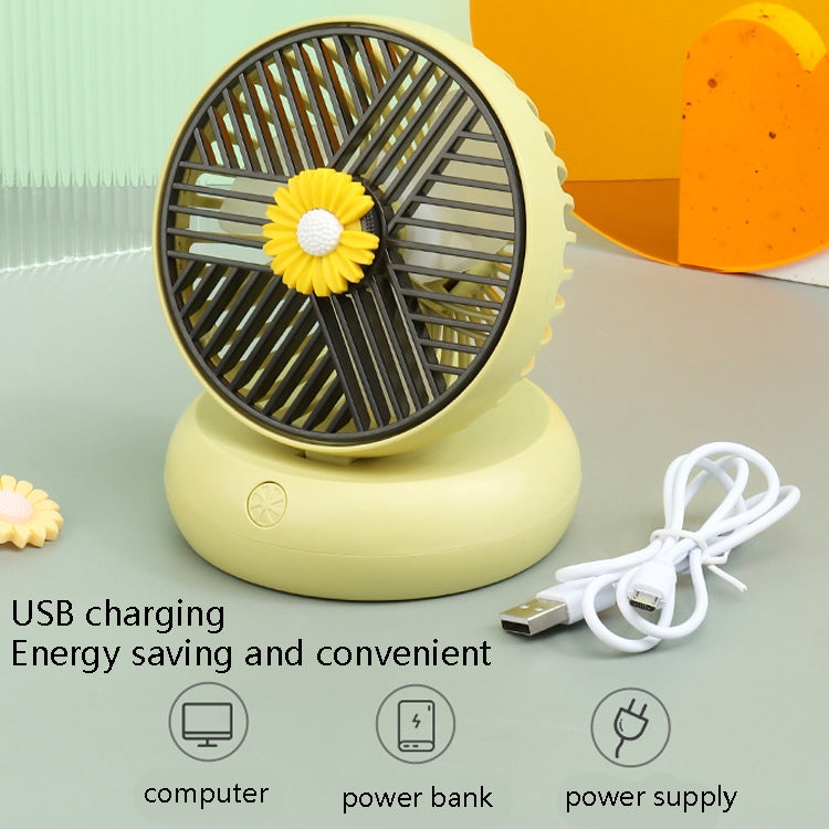 Mini USB Charging Handheld Small Fan Office Desktop Student Dormitory Fan(Yellow)