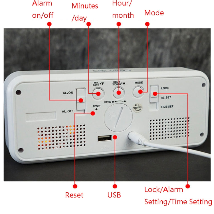6508 Novelty Big Screen Electronic Clock Mirror LED Alarm Clock