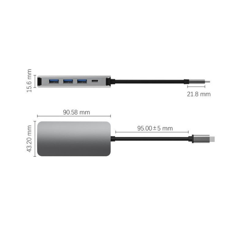 8 In 1 USB-C / Type-C To 3 USB 3.0 + Dual 4K HDMI + SD / TF Card Slot + PD USB-C / Type-C Charging Ports Multifunctional HUB Docking Station