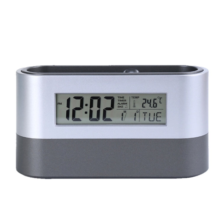 2078 Pen Holder LCD Electronic Clock Digital Office Display Temperature Alarm Clock(Black)