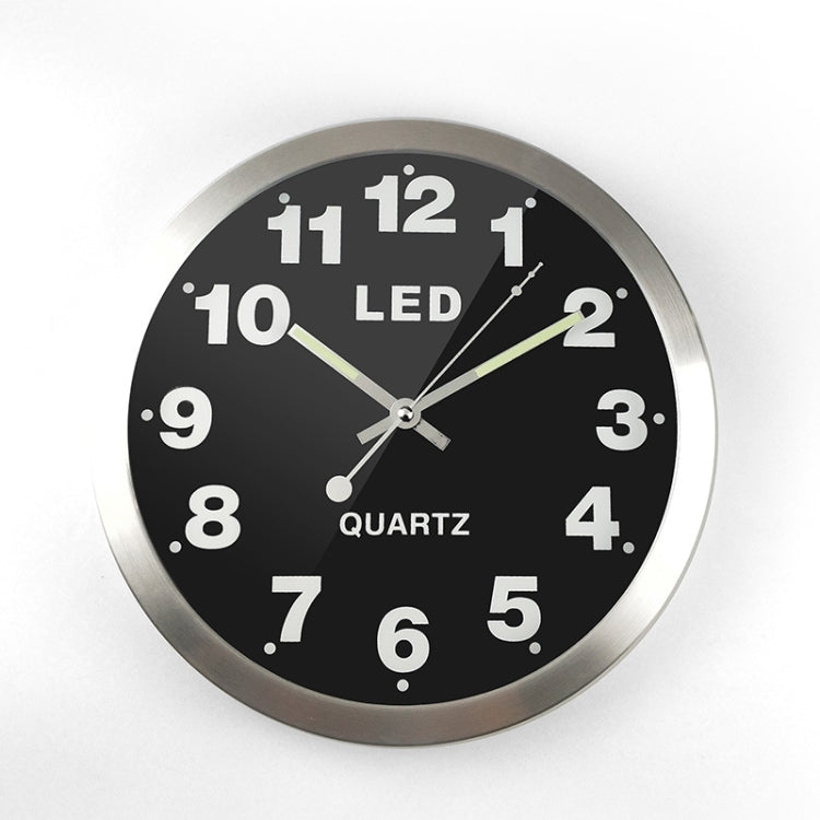 1207 12 Inch Digital Metal LED Wall Clock Living Room Mute Wall Clock(Without Adapters And Battery Type)