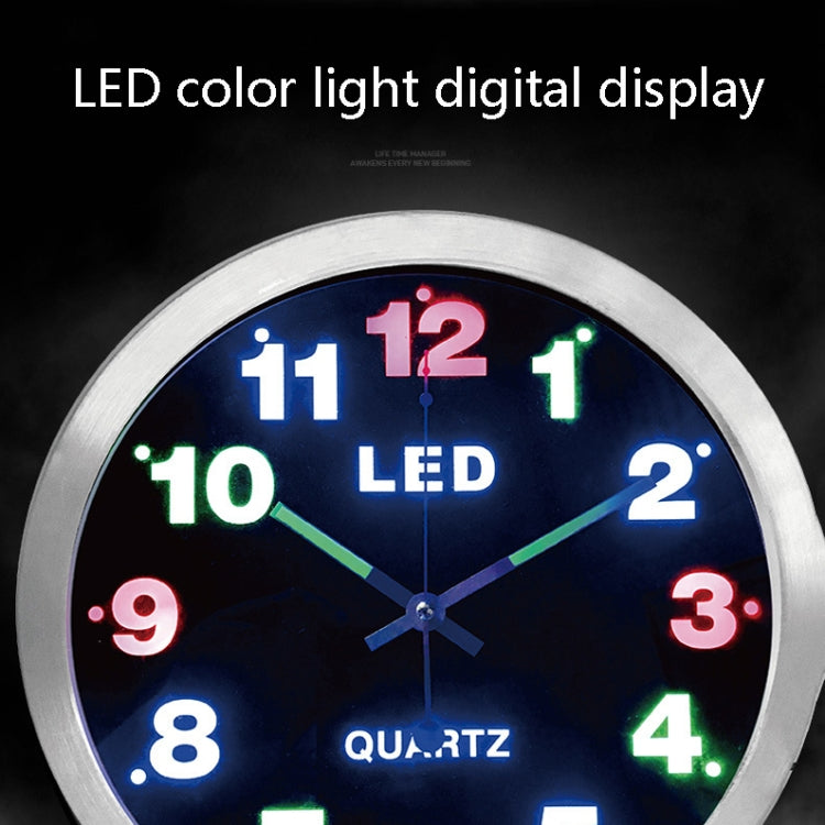 1207 12 Inch Digital Metal LED Wall Clock Living Room Mute Wall Clock(Without Adapters And Battery Type)
