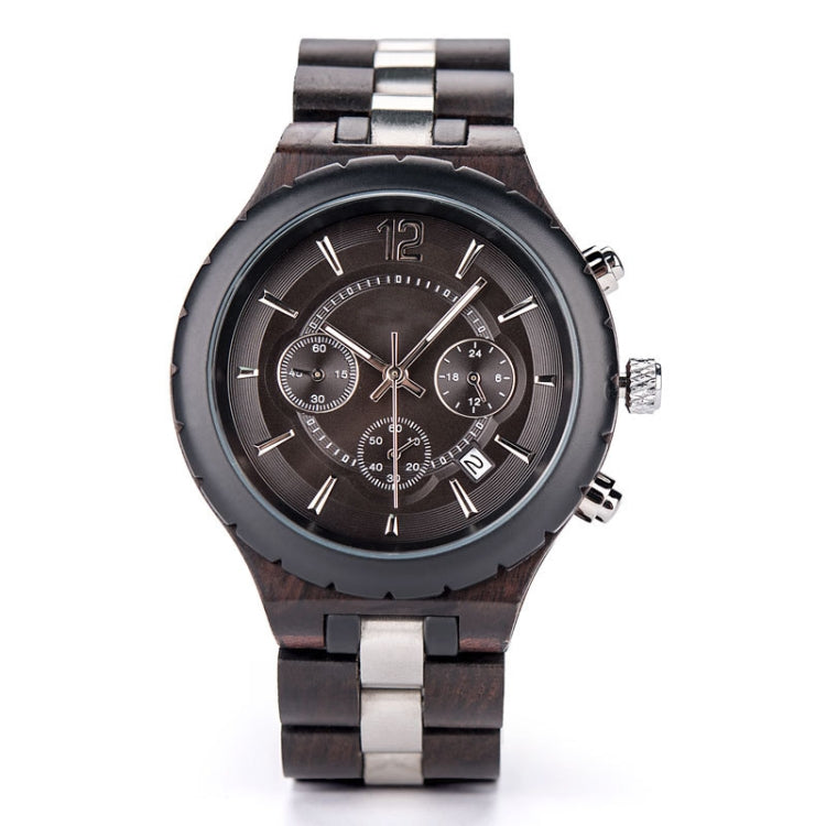 D21 Men Wooden Strap Stainless Steel Luminous Waterproof Watch