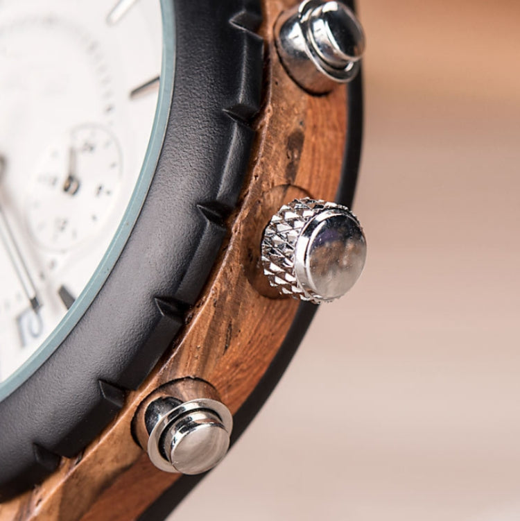 D21 Men Wooden Strap Stainless Steel Luminous Waterproof Watch