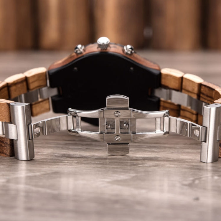 D21 Men Wooden Strap Stainless Steel Luminous Waterproof Watch