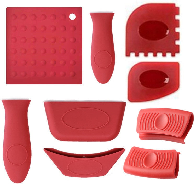 8 PCS / Set Silicone Kitchen Insulation Pad Set(Red)