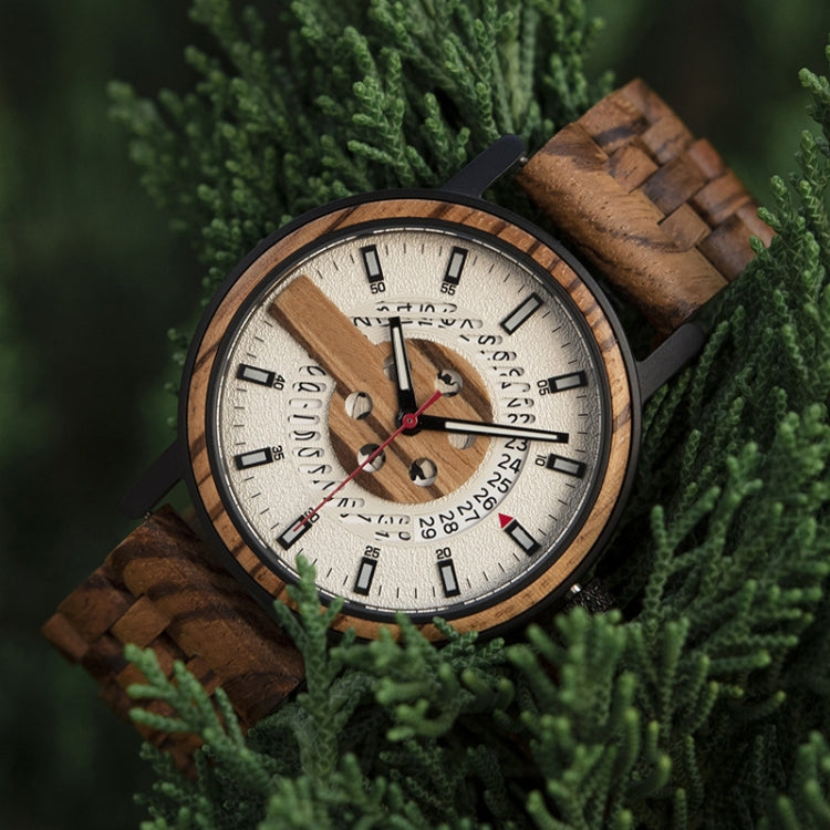 E03 Men Wooden Strap Quartz Luminous Waterproof Watch(Yellow)