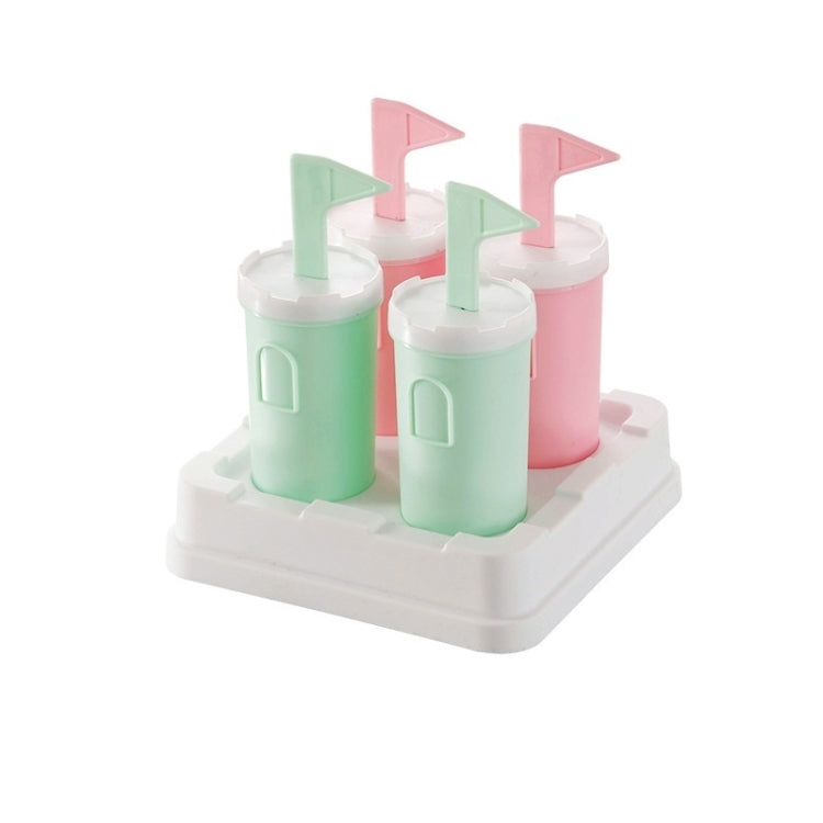 2 Sets 4 in 1 Children DIY Popsicle Mold Homemade Ice Cream Mold Set(Green Pink)