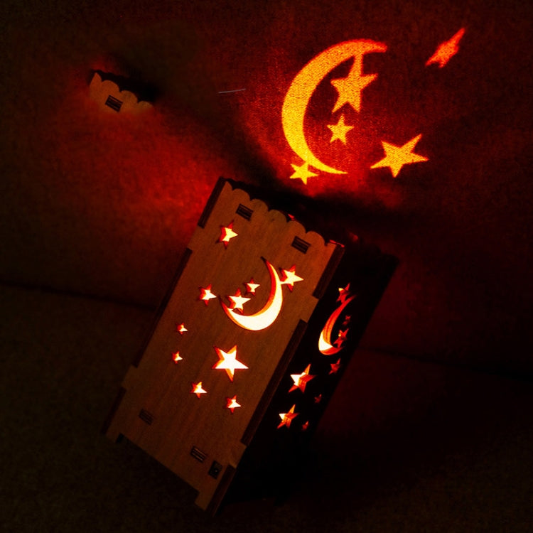 U-13 Lucky Starry Sky Projection Lamp Log Hollow Colorful Romantic Atmosphere Night Light(Colorful)