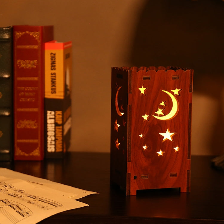 U-13 Lucky Starry Sky Projection Lamp Log Hollow Colorful Romantic Atmosphere Night Light(Colorful)