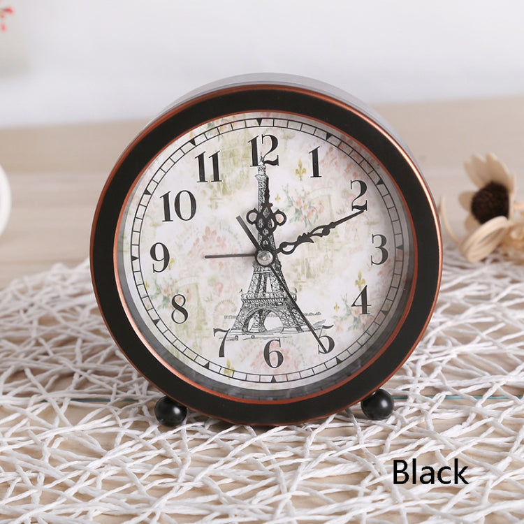 2 PCS G51 Personality Retro Alarm Clock Bed Mute Metal Student Alarm Clock, Colour: Black