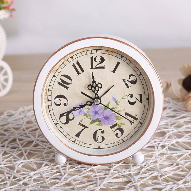 2 PCS G51 Personality Retro Alarm Clock Bed Mute Metal Student Alarm Clock, Colour: Black Shell Face