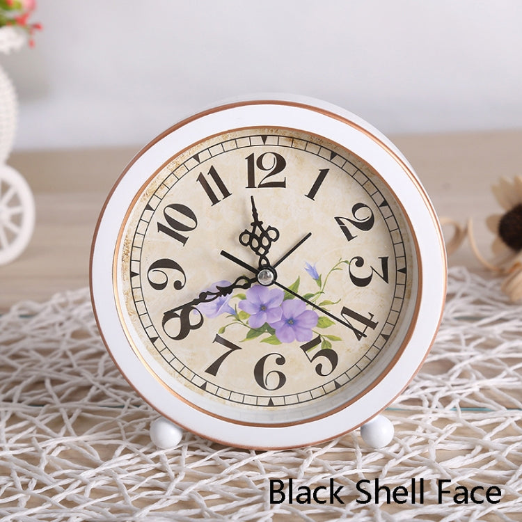 2 PCS G51 Personality Retro Alarm Clock Bed Mute Metal Student Alarm Clock, Colour: Black Shell Face
