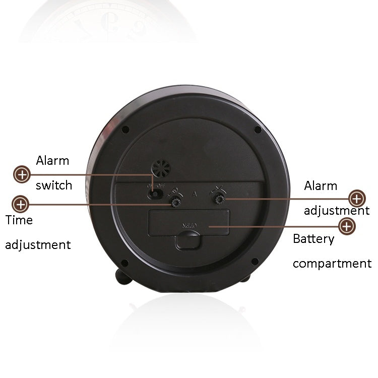 2 PCS G51 Personality Retro Alarm Clock Bed Mute Metal Student Alarm Clock, Colour: Black 2