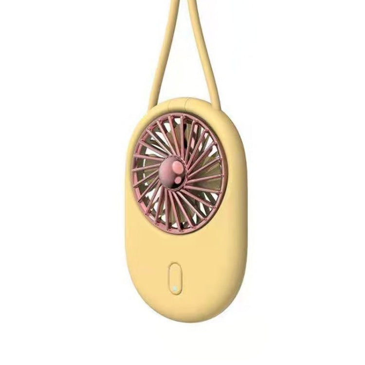 Lanyard Hanging Neck Fan Foldable Desktop Handheld Portable USB Mini Silent Fan(Yellow)