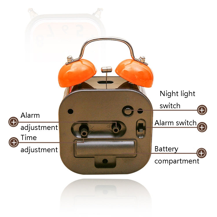 A59 Square Metal Bell Alarm Clock Ringing Alarm Clock Child Student Bedside Bell With Alarm