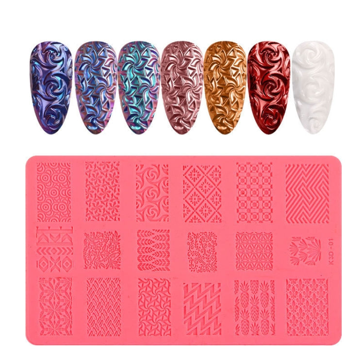4 PCS Nail Art 3D Embossed Silicone Printing Template