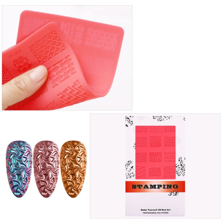 4 PCS Nail Art 3D Embossed Silicone Printing Template