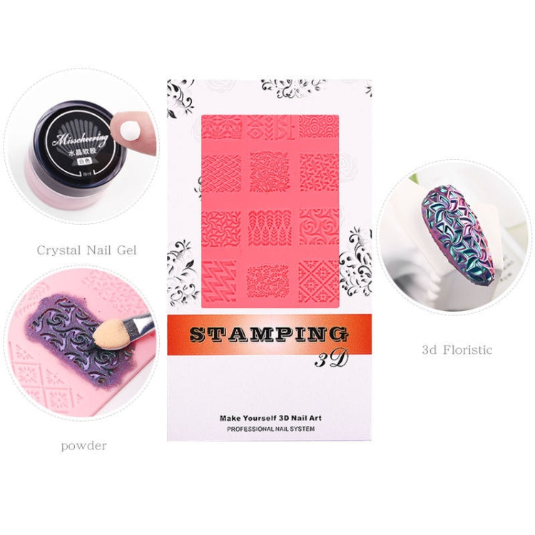 4 PCS Nail Art 3D Embossed Silicone Printing Template