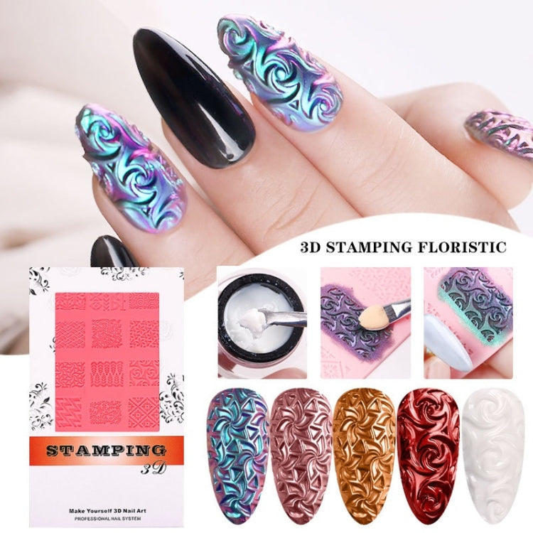4 PCS Nail Art 3D Embossed Silicone Printing Template