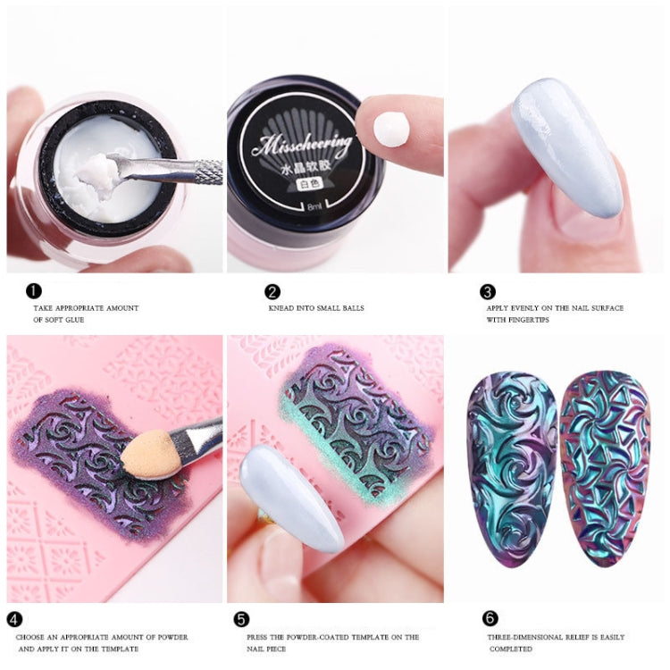 4 PCS Nail Art 3D Embossed Silicone Printing Template