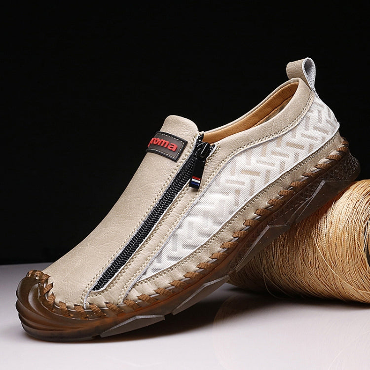 Spring And Summer Men Casual Leather Zipper Shoes Outdoor Lazy Shoes, Size: 38