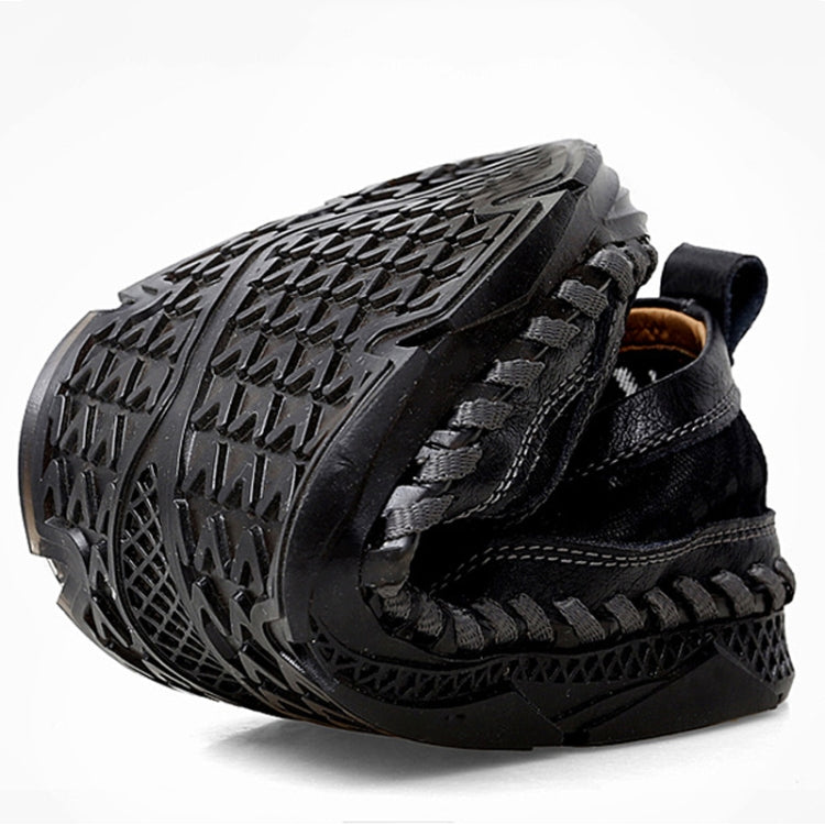 Spring And Summer Men Casual Leather Zipper Shoes Outdoor Lazy Shoes, Size: 38