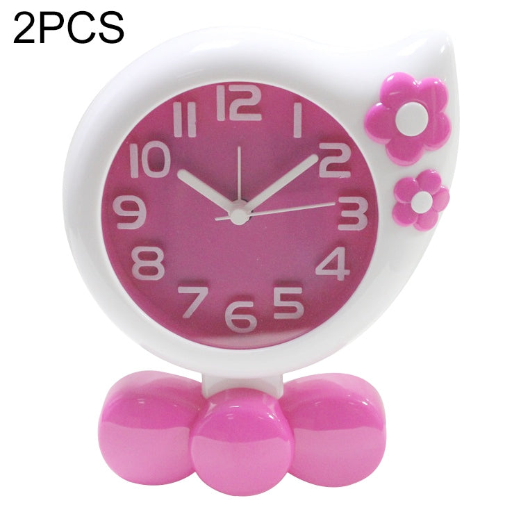 2 PCS DC008 Child Small Flower Styling Alarm Clock Bed Night Lights Clock