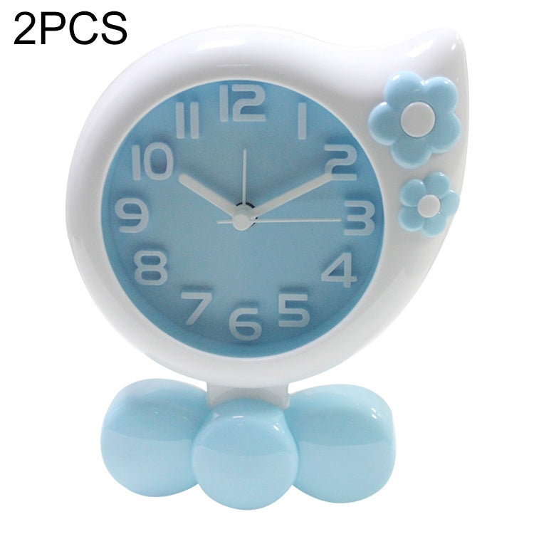 2 PCS DC008 Child Small Flower Styling Alarm Clock Bed Night Lights Clock
