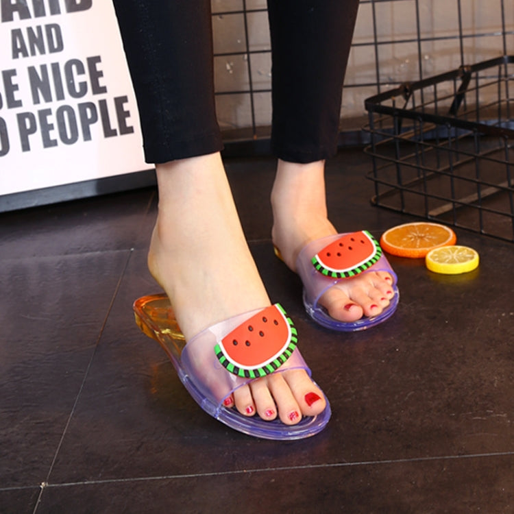 Summer Ladies Transparent Jelly Crystal Slippers Outside Bathroom Beach Sandals Non-Slip Slippers, Size: 37