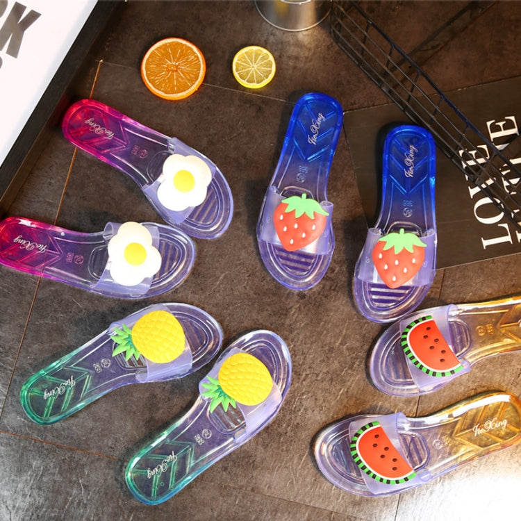 Summer Ladies Transparent Jelly Crystal Slippers Outside Bathroom Beach Sandals Non-Slip Slippers, Size: 37