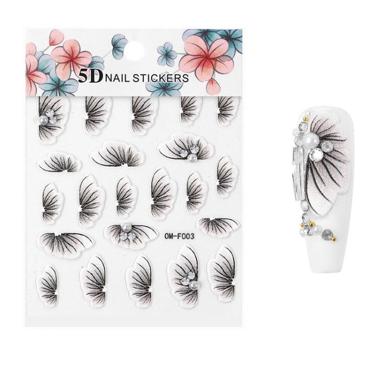4 Sets Three-dimensional Embossed Flower Series Nail Stickers 5D Adhesive Nail Stickers
