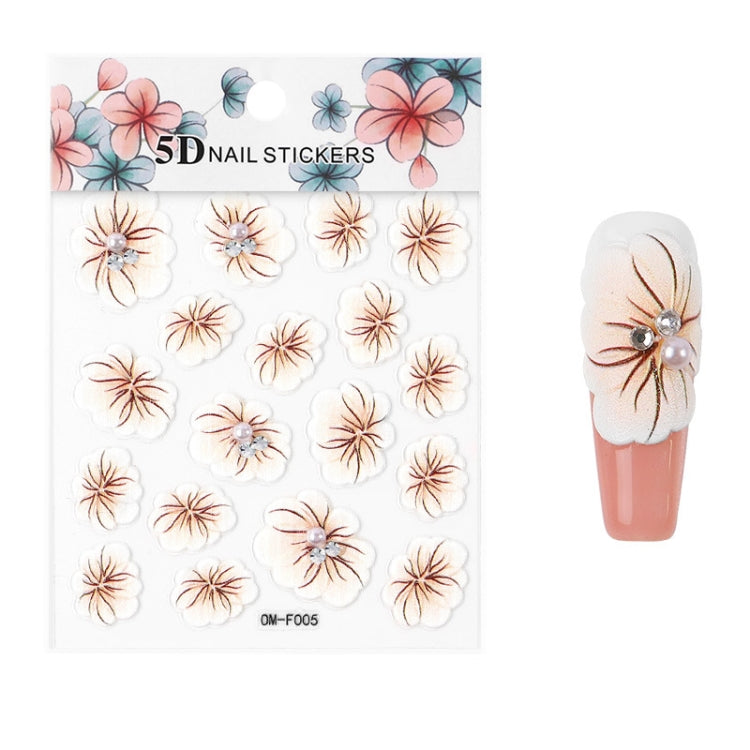 4 Sets Three-dimensional Embossed Flower Series Nail Stickers 5D Adhesive Nail Stickers