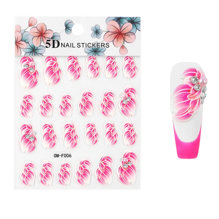 4 Sets Three-dimensional Embossed Flower Series Nail Stickers 5D Adhesive Nail Stickers