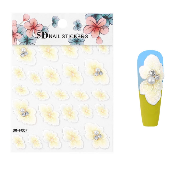 4 Sets Three-dimensional Embossed Flower Series Nail Stickers 5D Adhesive Nail Stickers