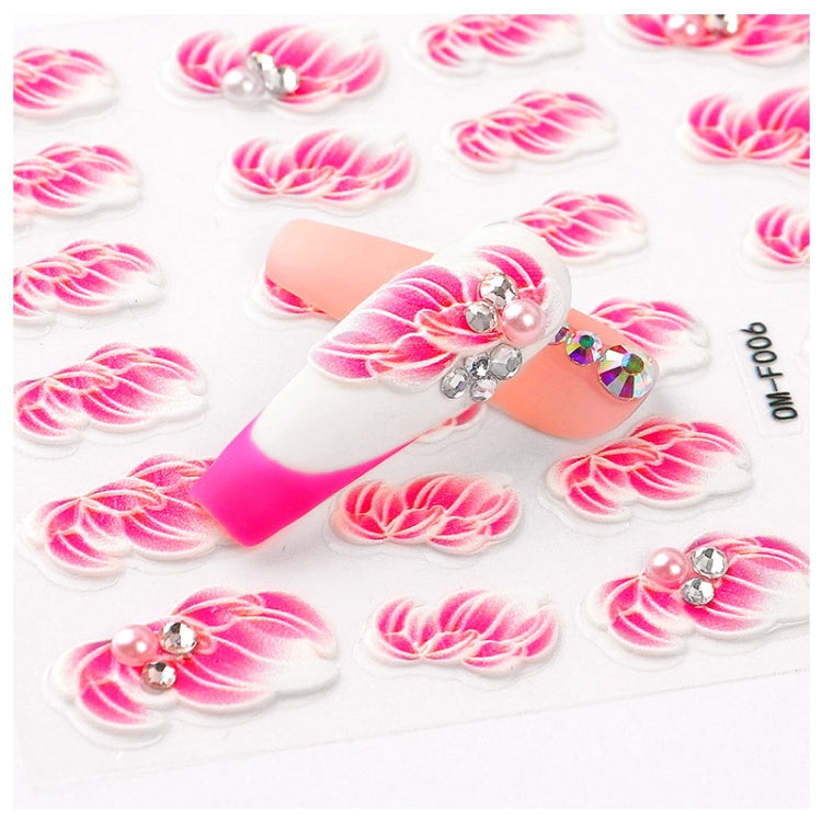 4 Sets Three-dimensional Embossed Flower Series Nail Stickers 5D Adhesive Nail Stickers